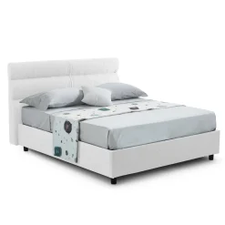 Letti Contenitore|Letti Singoli > Dmora Letto Singolo Materasso Incluso Sfoderabile, Contenitore Made in Italy - Brozolo Bianco