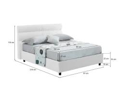 Letto Singolo Bianco Materasso Incluso Sfoderabile, Contenitore Made in Italy - Brendola