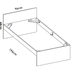 Letti Singoli > Dmora Letto singolo 194x95cm adatto per materasso 90x190 cm - Haikui Bianco