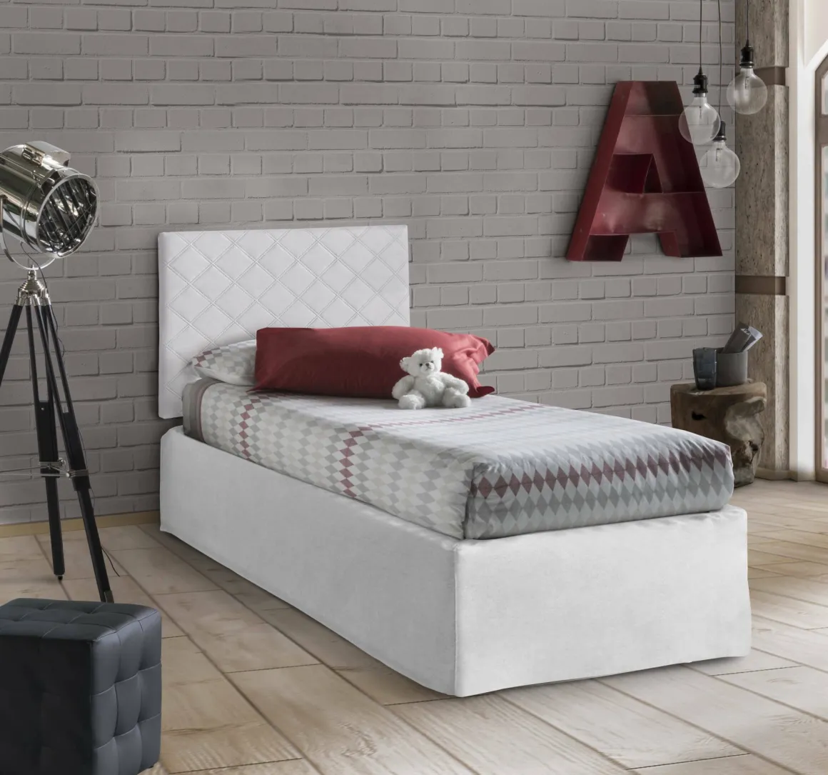 Letto singolo bianco 5x90cm rete inclusa - Accu