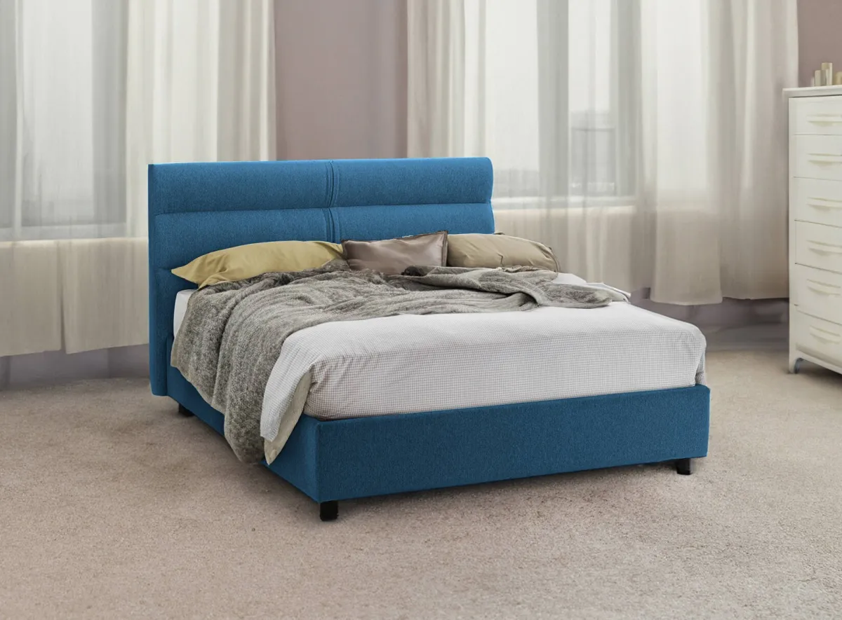Letti Contenitore|Letti Singoli > Dmora Letto Singolo Materasso Incluso Sfoderabile, Contenitore Made in Italy - Adalpina Blu