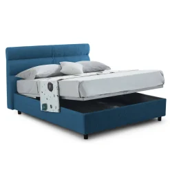Letti Contenitore|Letti Singoli > Dmora Letto Singolo Materasso Incluso Sfoderabile, Contenitore Made in Italy - Adalpina Blu