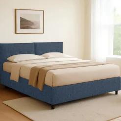 Letti Contenitore|Letti Singoli > Dmora Letto Singolo Sfoderabile Contenitore, Dimensione Materasso 90x190 cm - Supino Blu