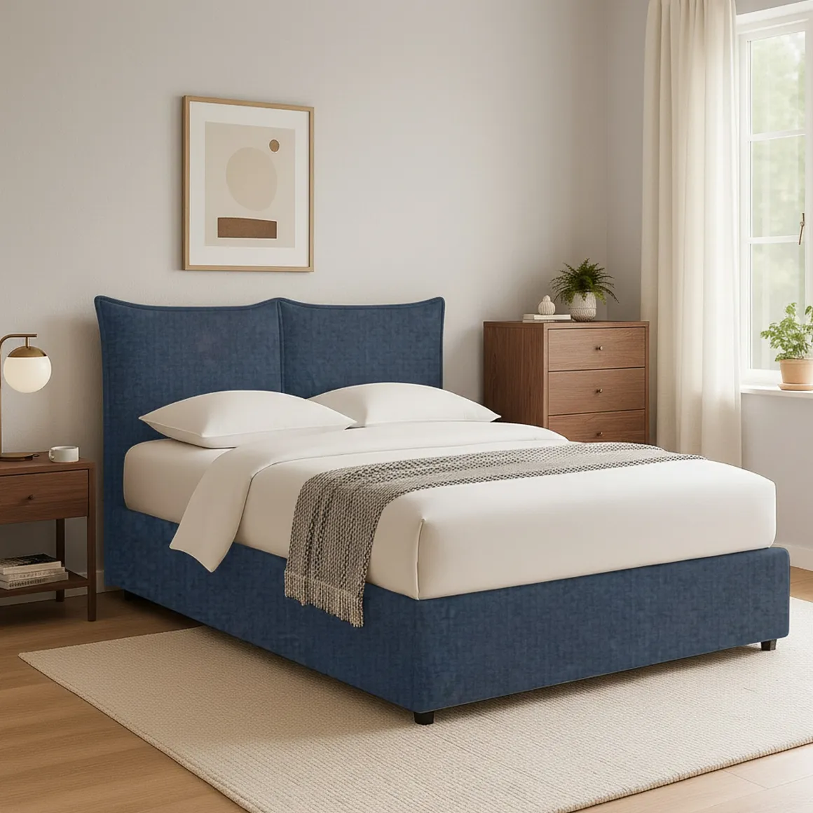 Letto Singolo blu Sfoderabile Contenitore, Dimensione Materasso 90x200 cm - Lapedona