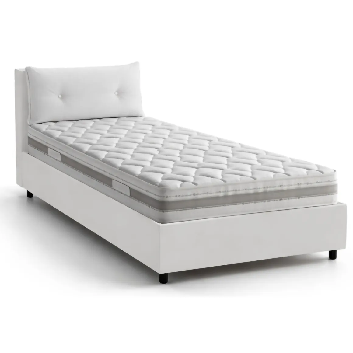Letto singolo con contenitore bianco 95x205 - Albiate