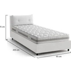 Letto singolo con contenitore bianco 95x205 - Albiate