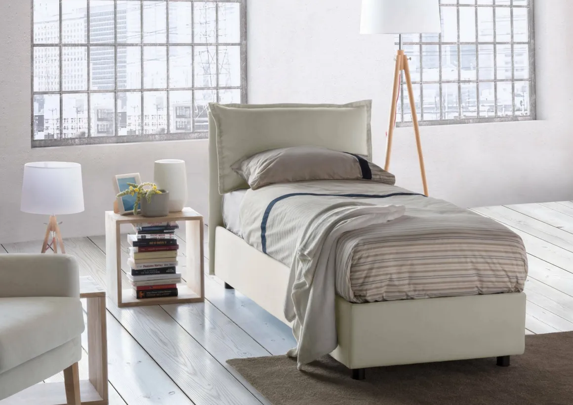 Letto singolo contenitore beige 105x205cm materasso incluso - Animal