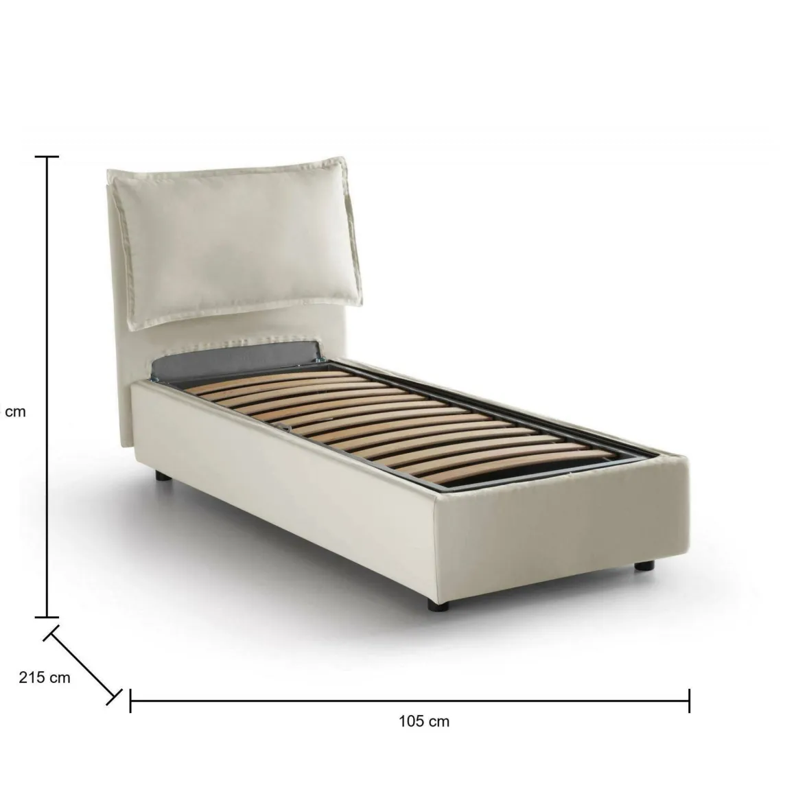 Letto singolo contenitore beige 105x215cm in legno - Abroghat