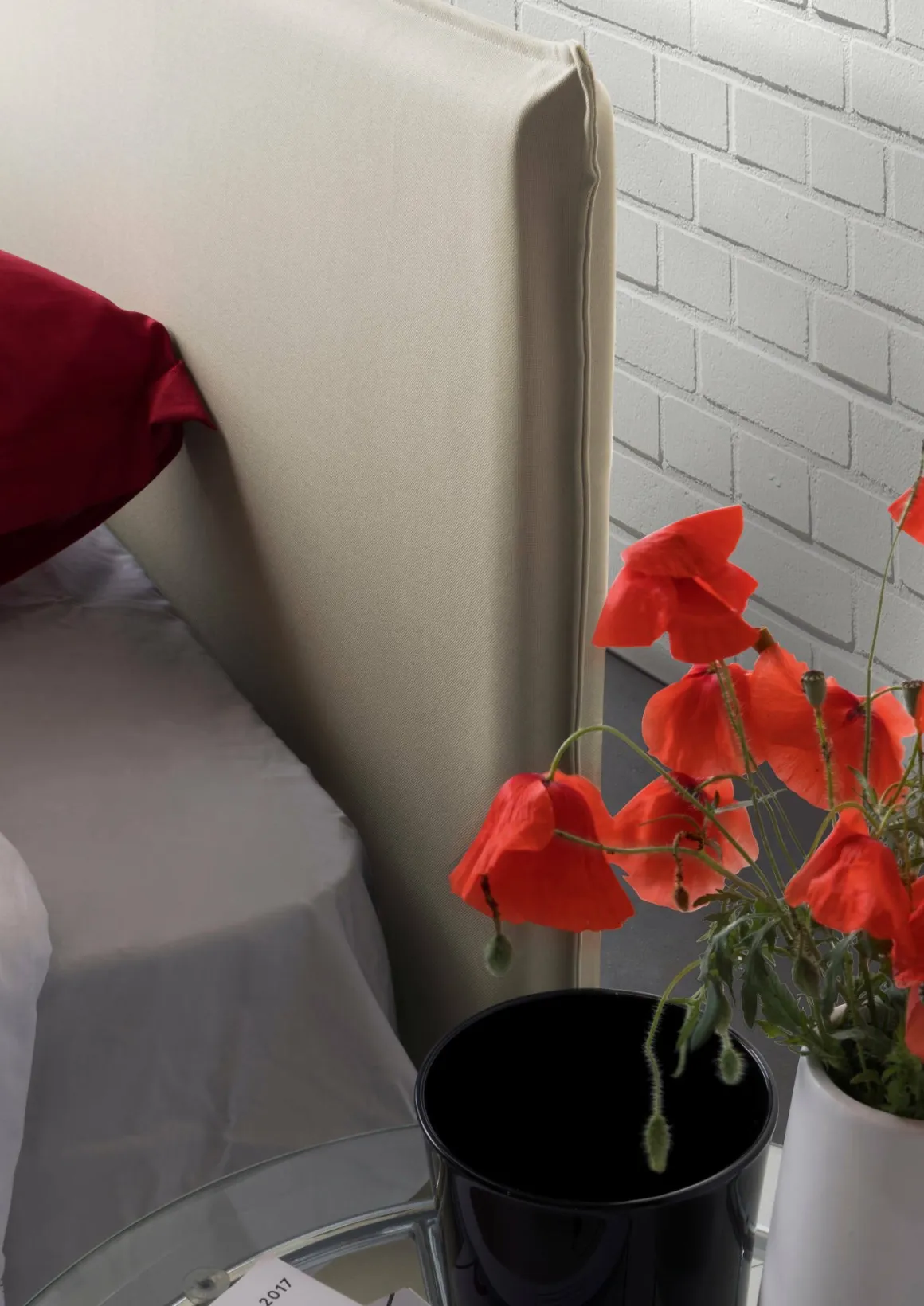 Letto singolo contenitore beige 105x215cm rivestimento in tessuto - Alder