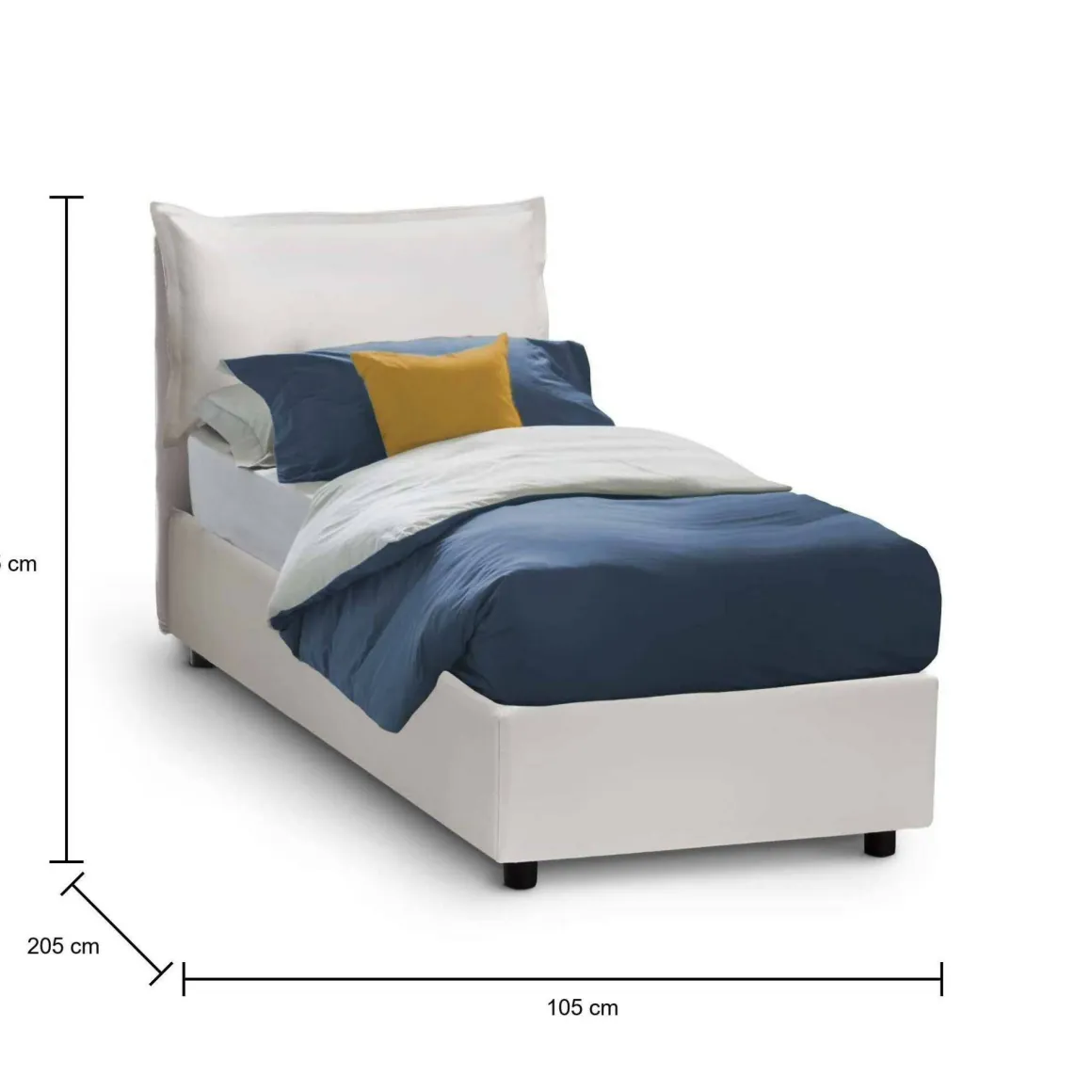 Letti Singoli|Letti Contenitore > Dmora Letto singolo contenitore 105x205cm rivestimento in ecopelle - Nantine Bianco