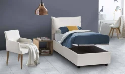 Letti Singoli|Letti Contenitore > Dmora Letto singolo contenitore 105x205cm rivestimento in ecopelle - Nantine Bianco