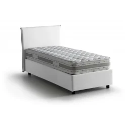 Letto singolo contenitore bianco 105x205cm rivestimento in tessuto - Arminius