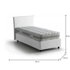 Letto singolo contenitore bianco 105x205cm rivestimento in tessuto - Arminius