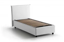 Letto singolo contenitore bianco 105x205cm rivestimento in tessuto - Arminius