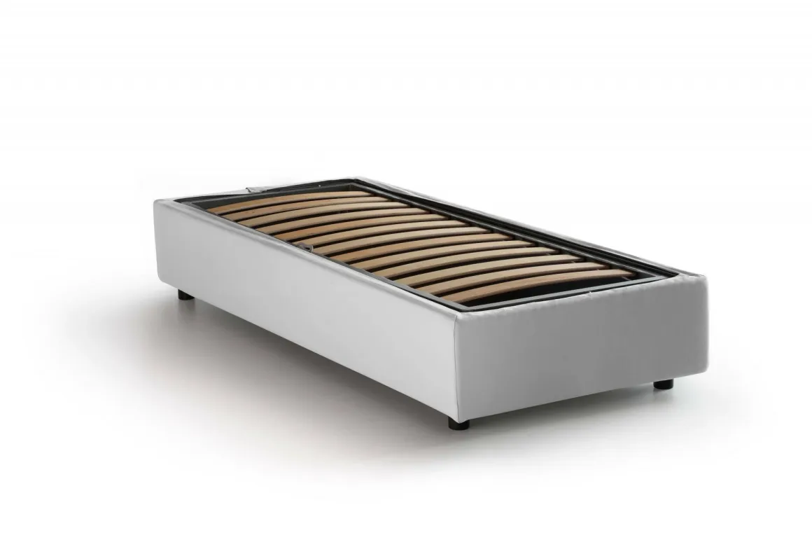 Letto singolo contenitore bianco 105x215cm materasso incluso - Aribal