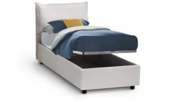 Letti Singoli|Letti Contenitore > Dmora Letto singolo contenitore 105x215cm rivestimento in ecopelle - Anitza Bianco