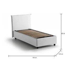 Letti Singoli|Letti Contenitore > Dmora Letto singolo contenitore 180x210cm rete inclusa - Adet Bianco