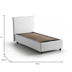 Letto singolo contenitore bianco 95x205cm Made in Italy - Argentino