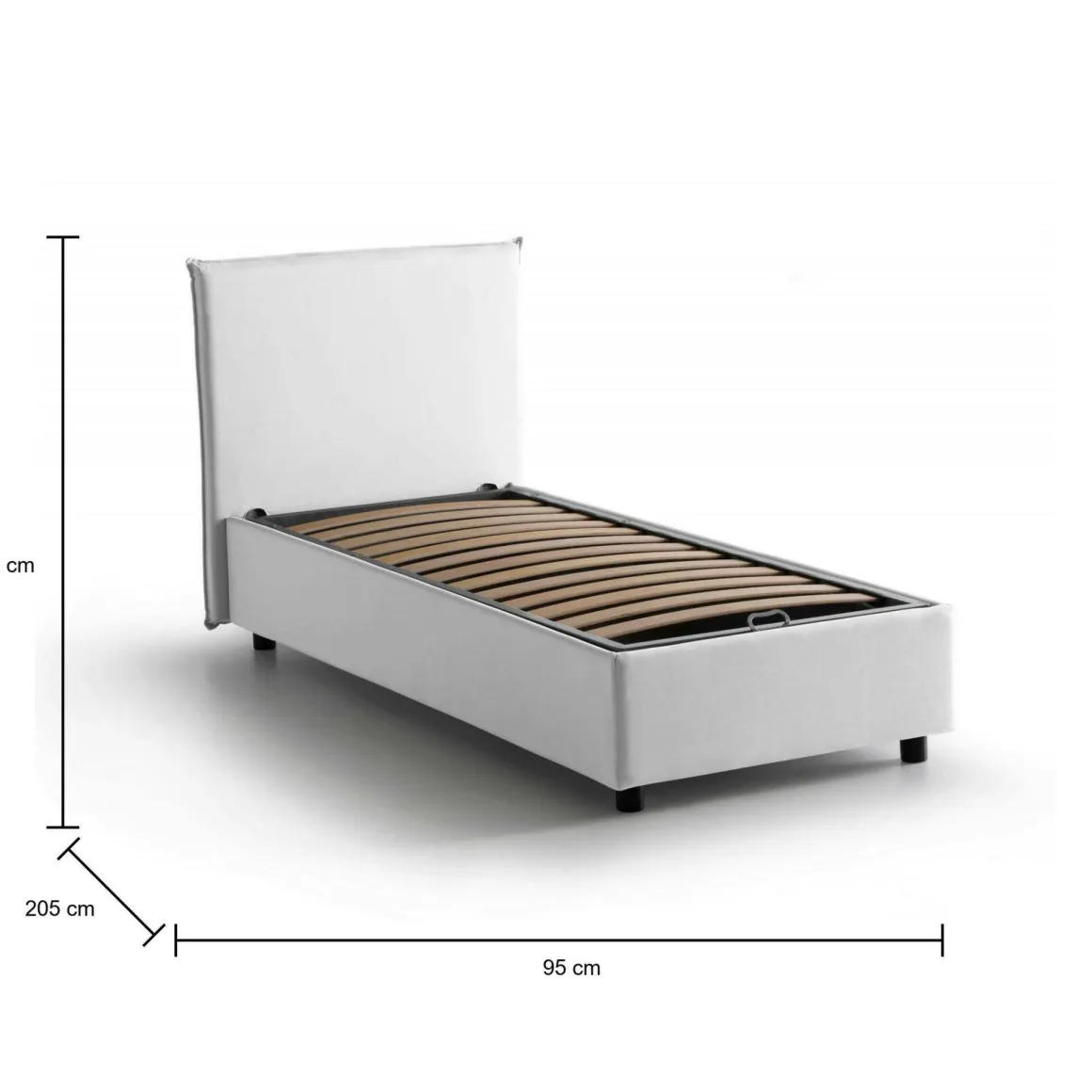 Letto singolo contenitore bianco 95x205cm Made in Italy - Argentino