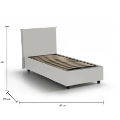 Letto singolo contenitore bianco 95x205cm comfort - Grecale