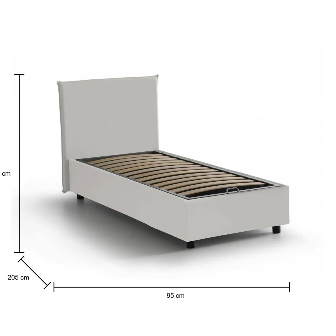 Letto singolo contenitore bianco 95x205cm comfort - Grecale