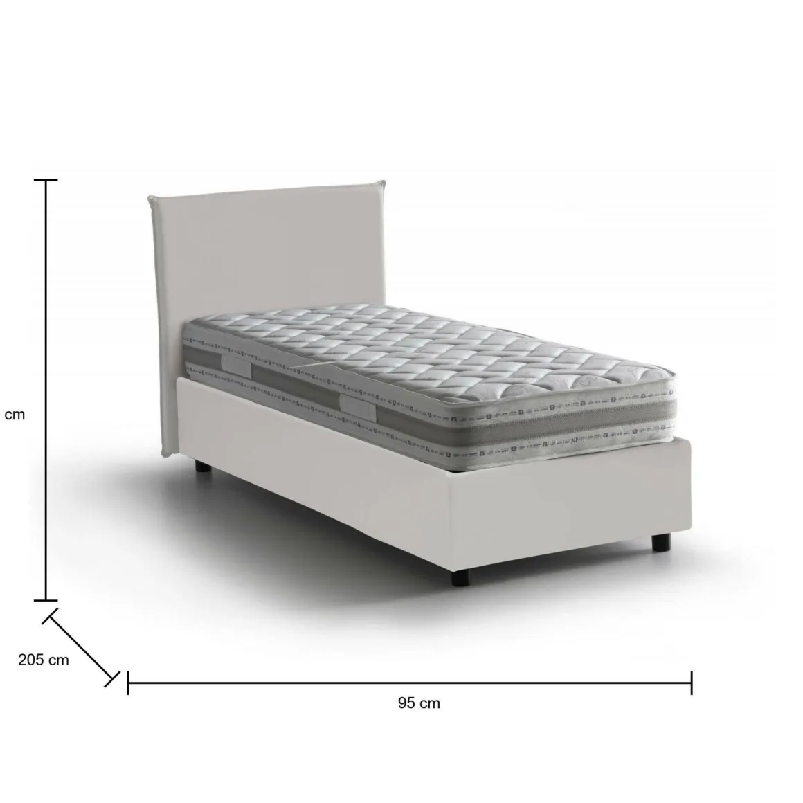 Letto singolo contenitore bianco 95x205cm design - Adrama