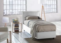 Letto singolo contenitore bianco 95x205cm imbottito - Armaduk