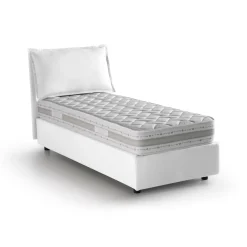 Letto singolo contenitore bianco 95x205cm imbottito - Armaduk