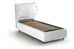 Letto singolo contenitore bianco 95x205cm imbottito - Armaduk