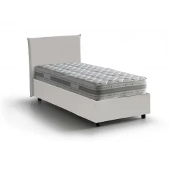 Letto singolo contenitore bianco 95x205cm rivestito in ecopelle - Tashkent