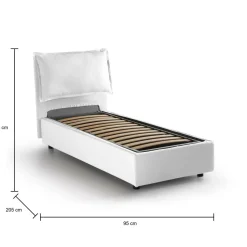 Letto singolo contenitore bianco 95x205cm sfoderabile - Aphrodite