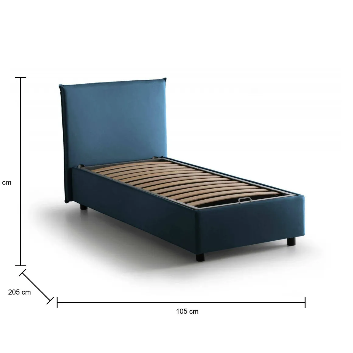 Letto singolo contenitore blu 105x205cm rete inclusa - Ajan