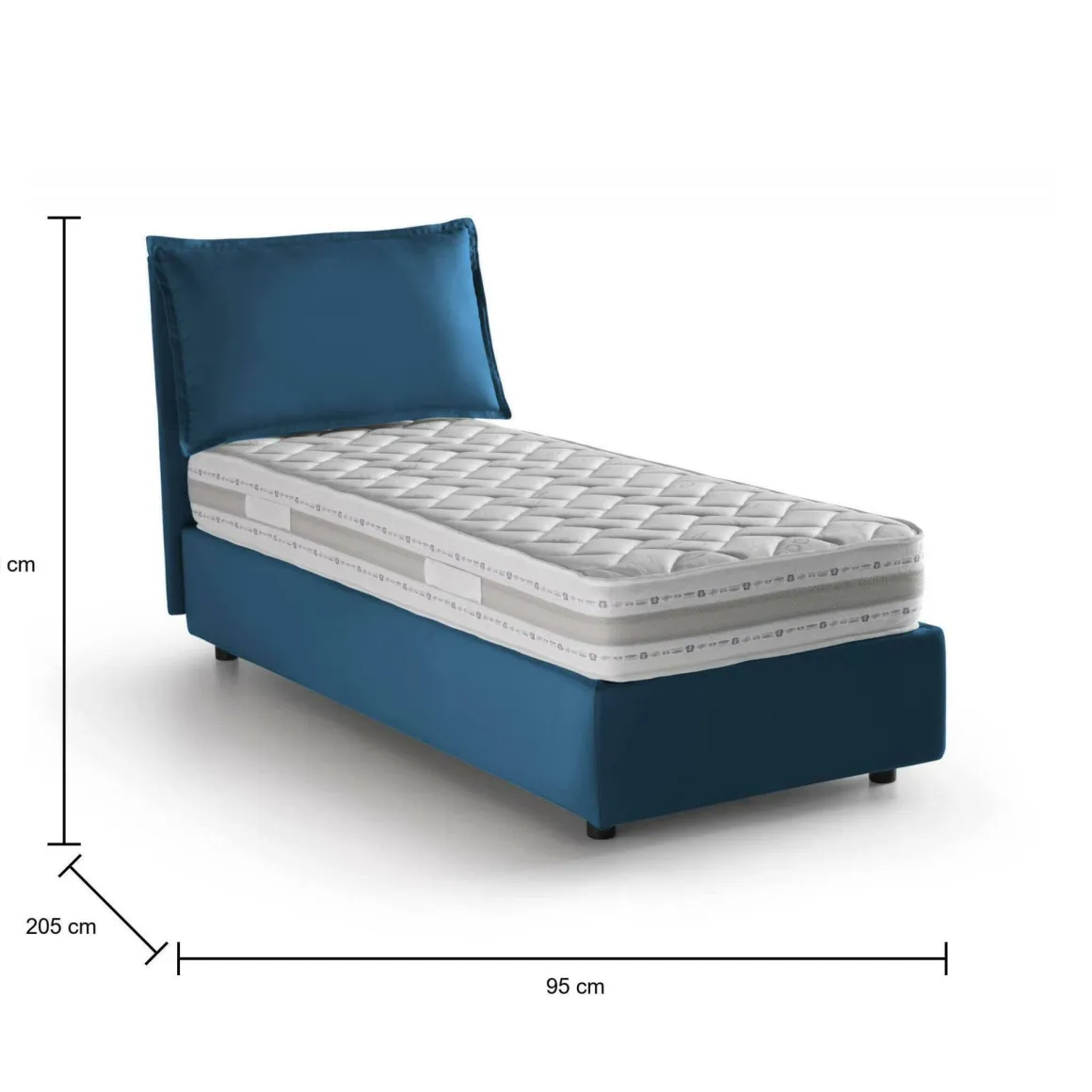 Letto singolo contenitore blu 95x205cm in legno - Armaduk
