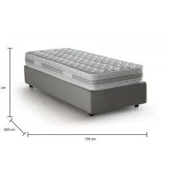 Letto singolo contenitore grigio 105x205cm imbottito - Addison