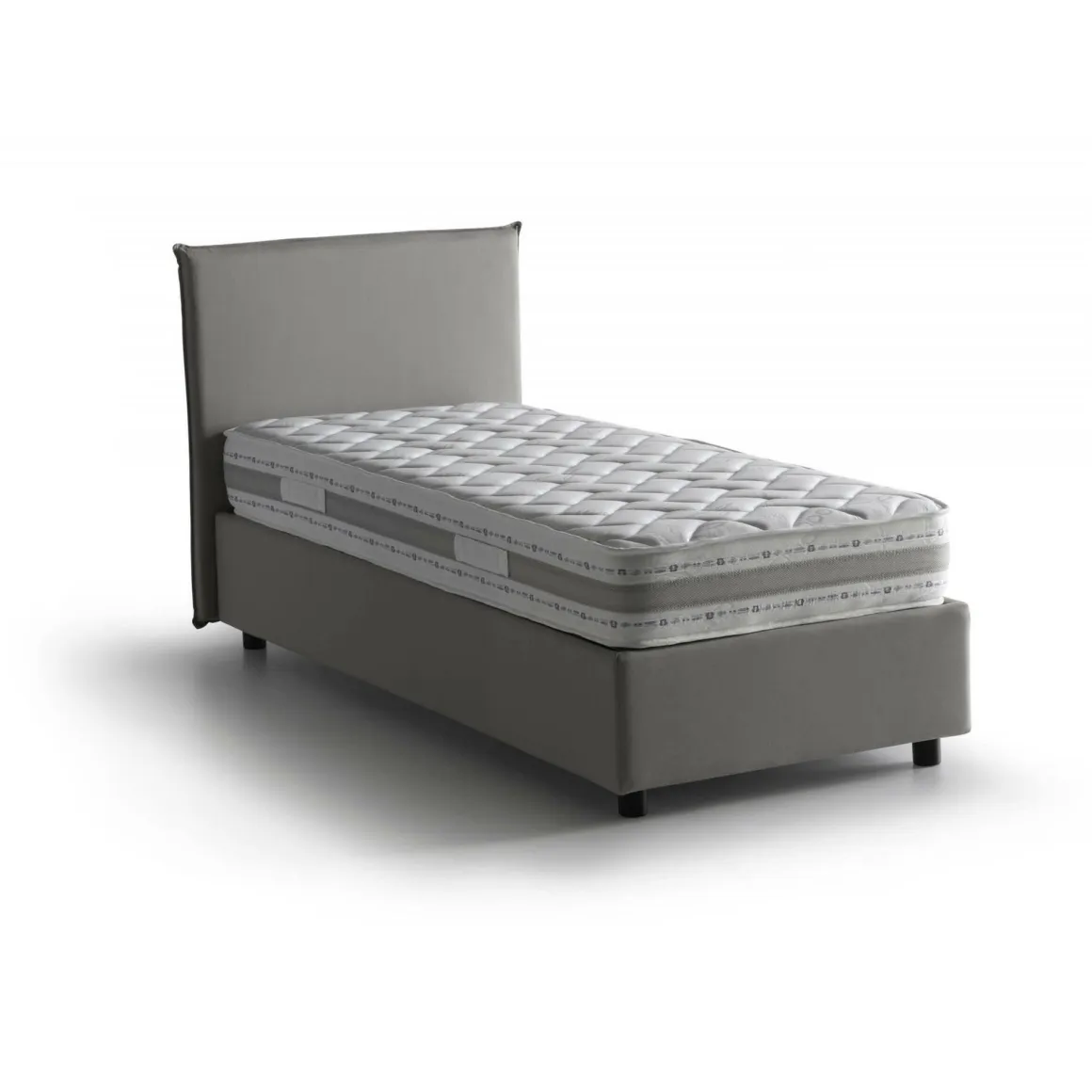 Letto singolo contenitore grigio 105x205cm materasso incluso - Arminius