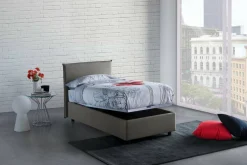 Letto singolo contenitore grigio 105x205cm materasso incluso - Arminius
