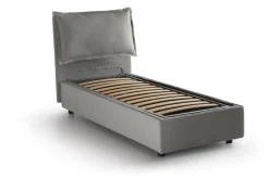 Letti Singoli|Letti Contenitore > Dmora Letto singolo contenitore 105x215cm con testiera imbottita - Abroghat Grigio