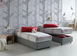 Letto singolo contenitore grigio 105x215cm rete inclusa - Acetico