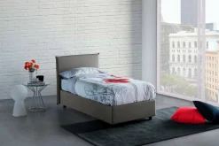 Letto singolo contenitore grigio 95x205cm adatto per materasso 190x80 cm - Astor