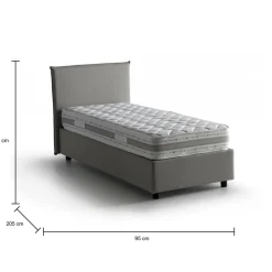 Letti Singoli|Camera Da Letto > Dmora Letto singolo contenitore 95x205cm rivestito in tessuto - Alto Grigio