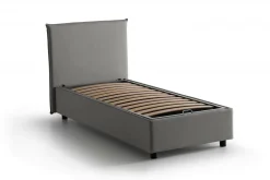 Letti Singoli|Camera Da Letto > Dmora Letto singolo contenitore 95x205cm rivestito in tessuto - Alto Grigio