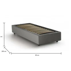 Letto singolo contenitore grigio 95x205cm sfoderabile - Adoxa