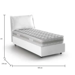 Letti Singoli|Letti Contenitore > Dmora Letto singolo contenitore panna 105x215cm materasso incluso - Arzon Bianco Panna