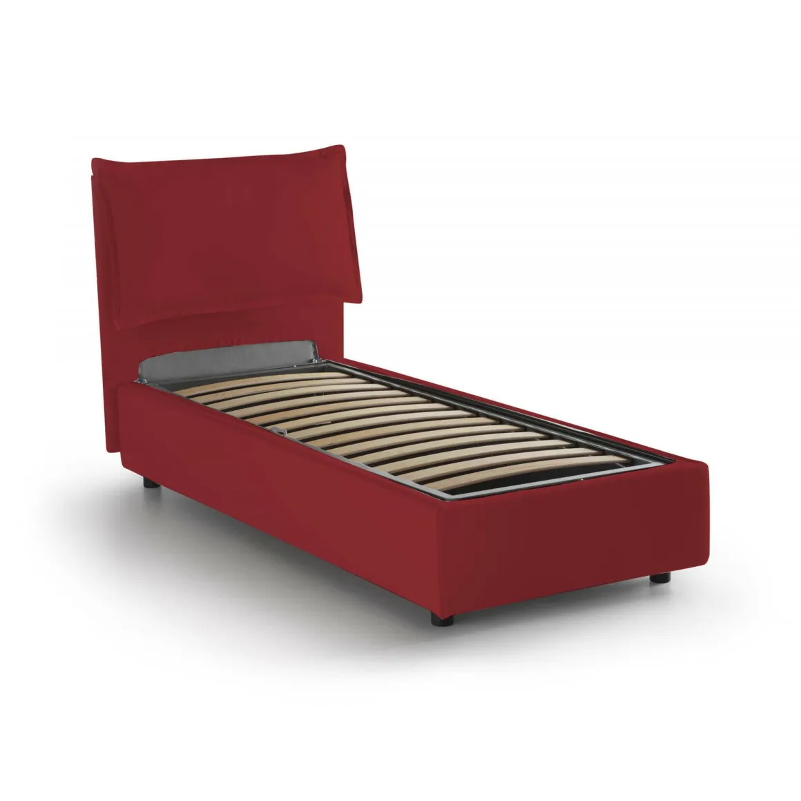 Letto singolo contenitore rosso 105x215cm rete inclusa - Abroghat