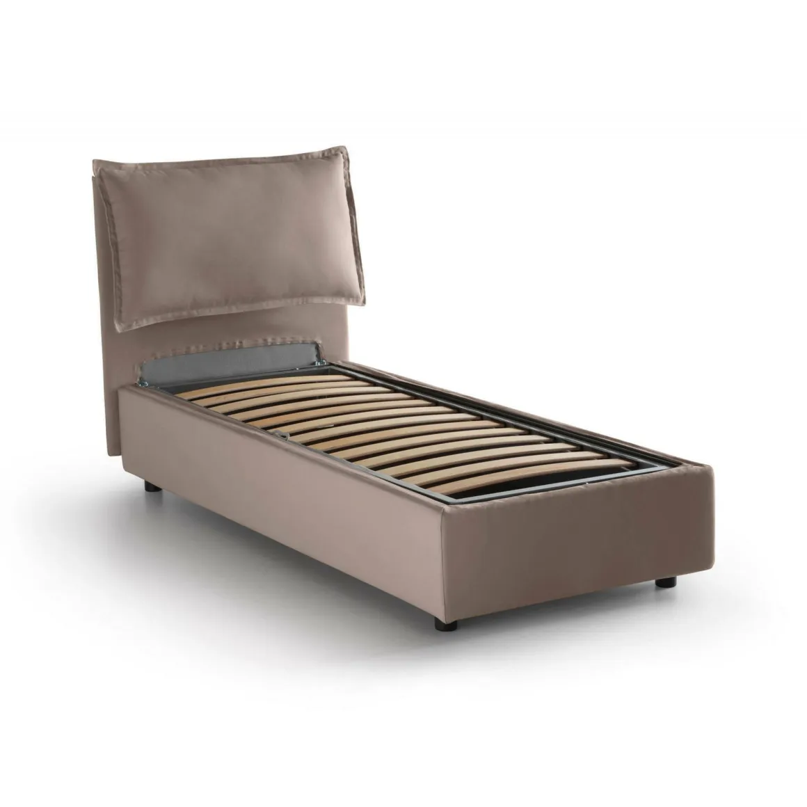 Letti Singoli|Letti Contenitore > Dmora Letto singolo contenitore tortora 105x215cm materasso incluso - Richilde Grigio Tortora