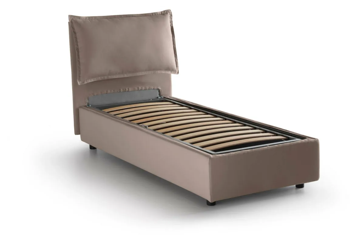 Letti Singoli|Letti Contenitore > Dmora Letto singolo contenitore tortora 105x215cm materasso incluso - Richilde Grigio Tortora
