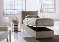 Letti Singoli|Letti Contenitore > Dmora Letto singolo contenitore tortora 105x215cm materasso incluso - Richilde Grigio Tortora