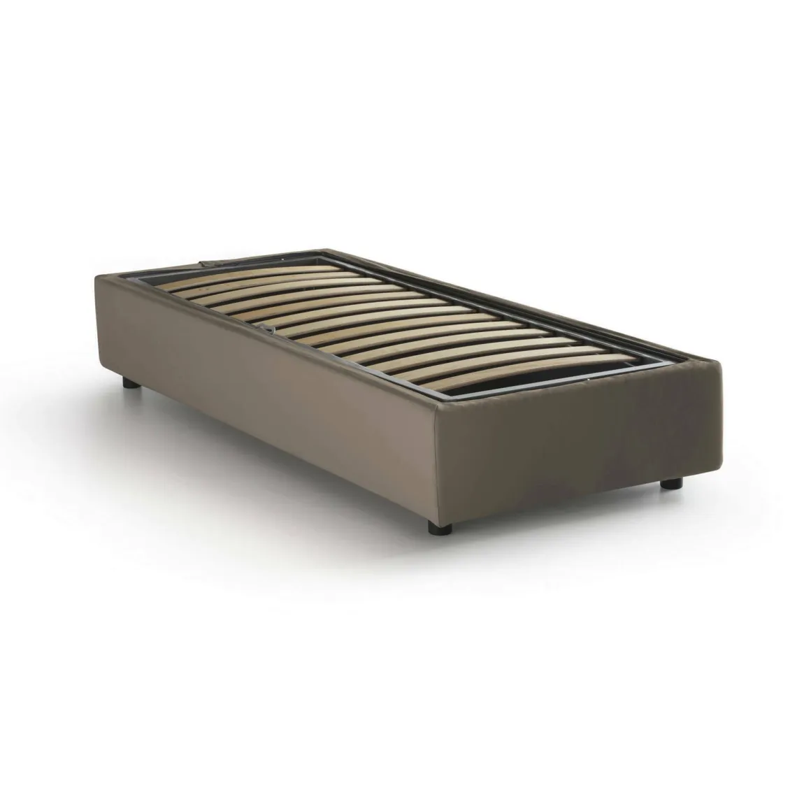 Letto singolo contenitore tortora 105x215cm rete inclusa - Acetico