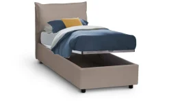 Letto singolo contenitore tortora 180x220cm rete inclusa - Adet