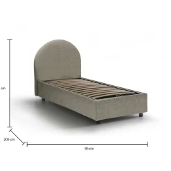 Letto singolo contenitore tortora 95x205cm adatto per materasso 190x80 cm - Amantea